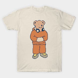 Teddy Bear With Headphones Pixel Art T-Shirt